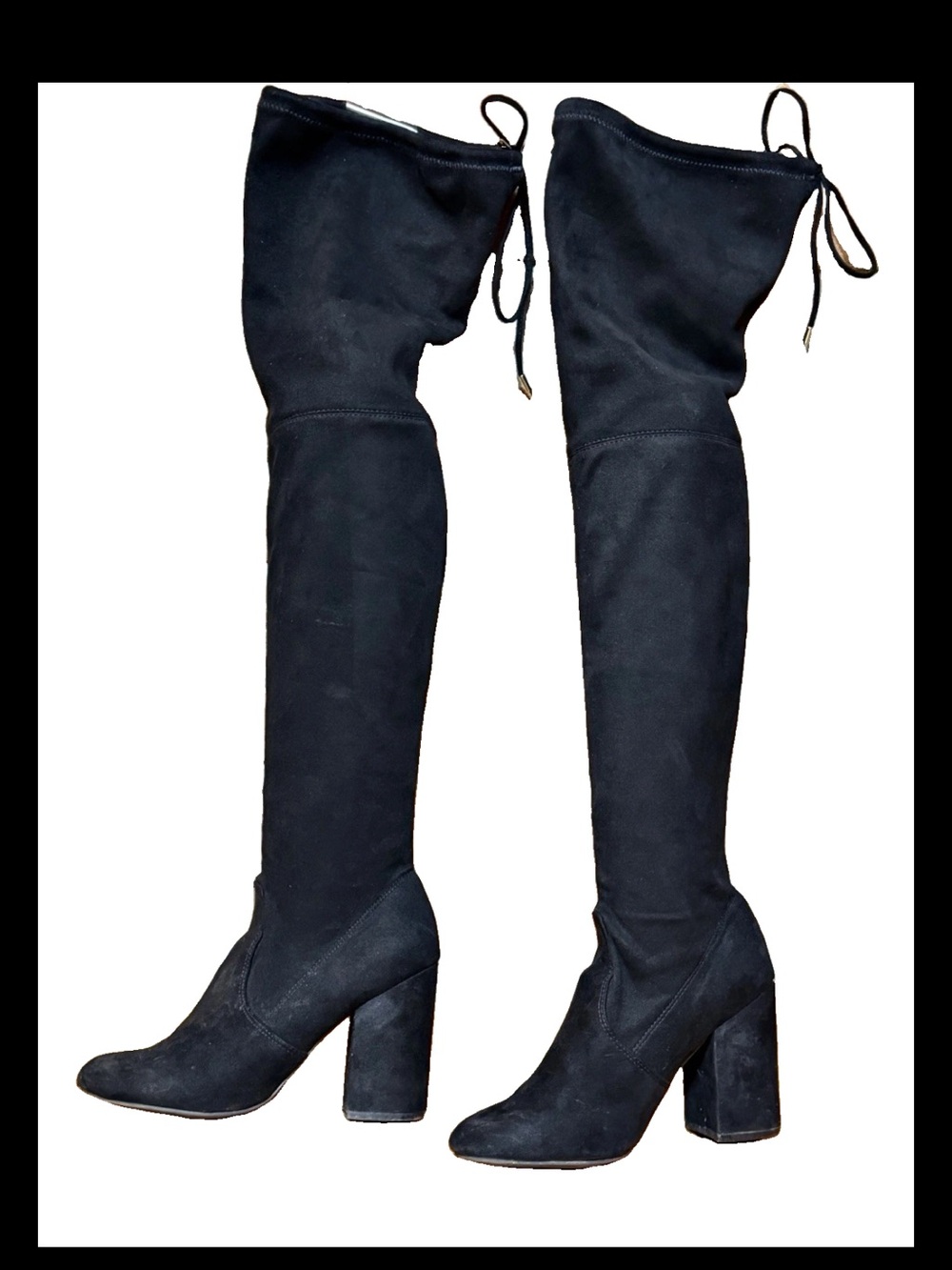 Steve Madden Norri Black Over-the-Knee Stretch Boots 8.5M Block Heel